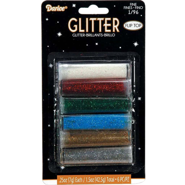 Darice Glitter Assorted Basic Colors 6pcs