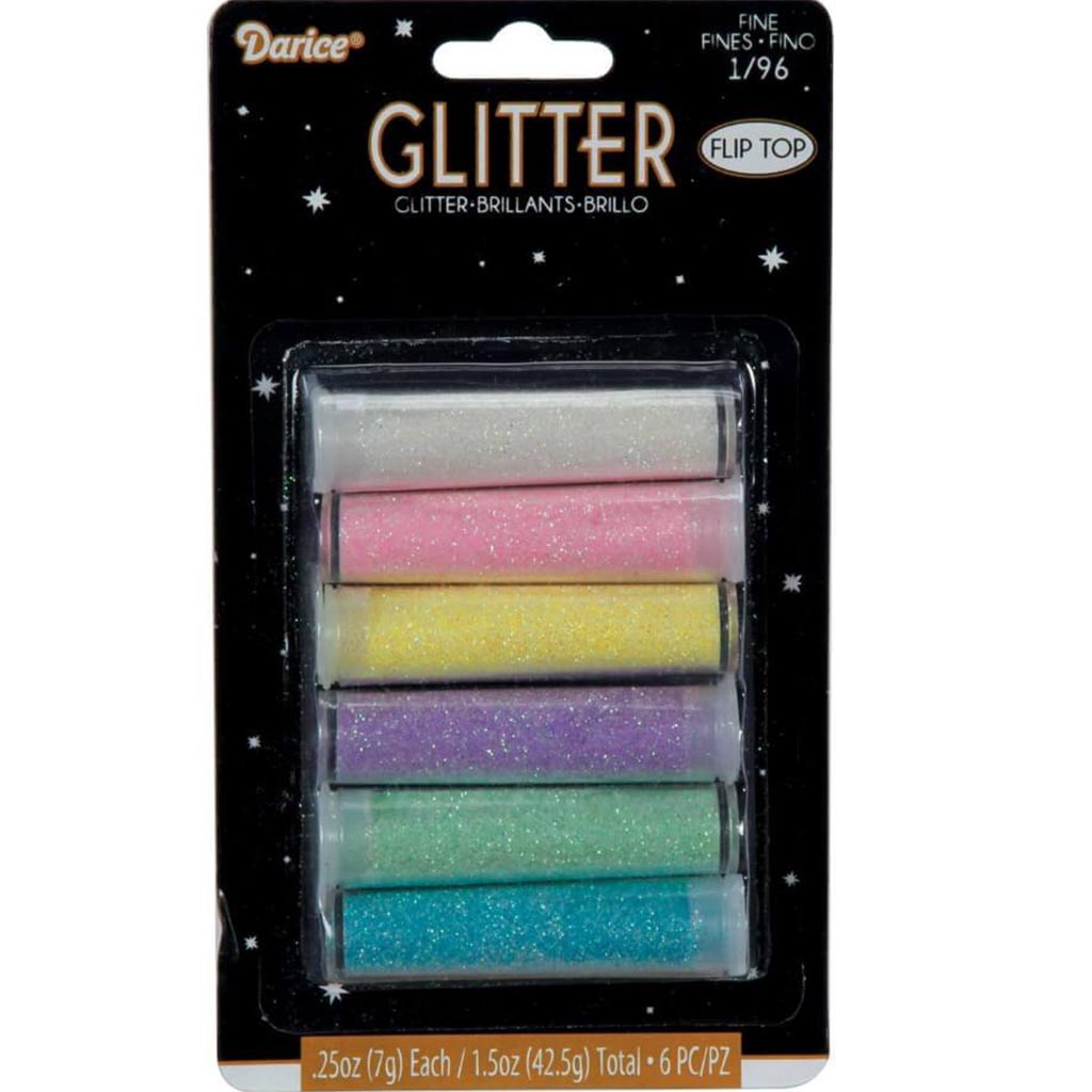 GLITTER ASSORTED 6 COLORS 3OZ PASTEL 