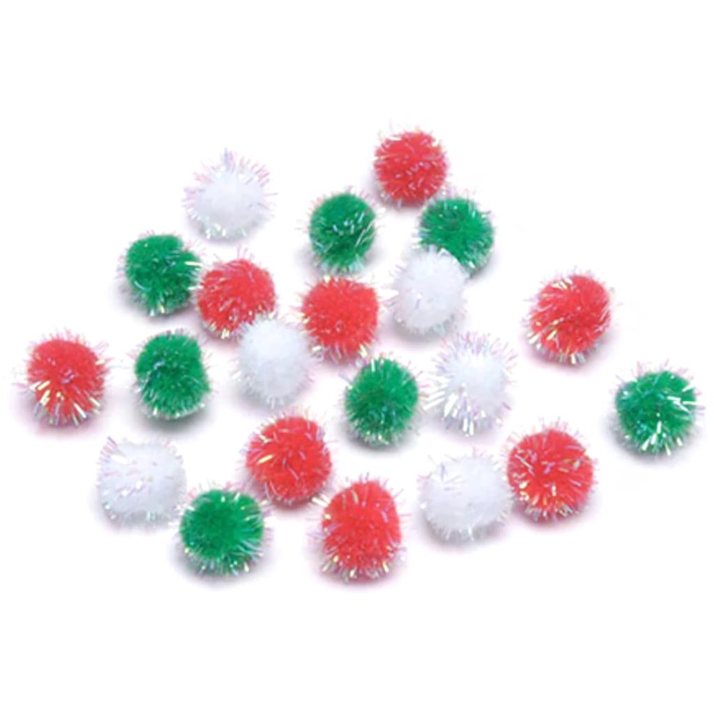 Tinsel Pom-Poms Iridescent Christmas 7mm 185 pieces 