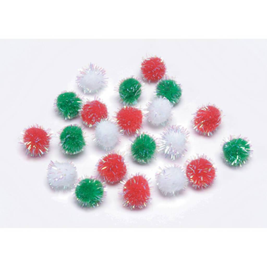Tinsel Pom-Poms Iridescent Christmas 7mm 185 pieces 
