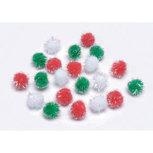 Tinsel Pom-Poms Iridescent Christmas 7mm 185 pieces