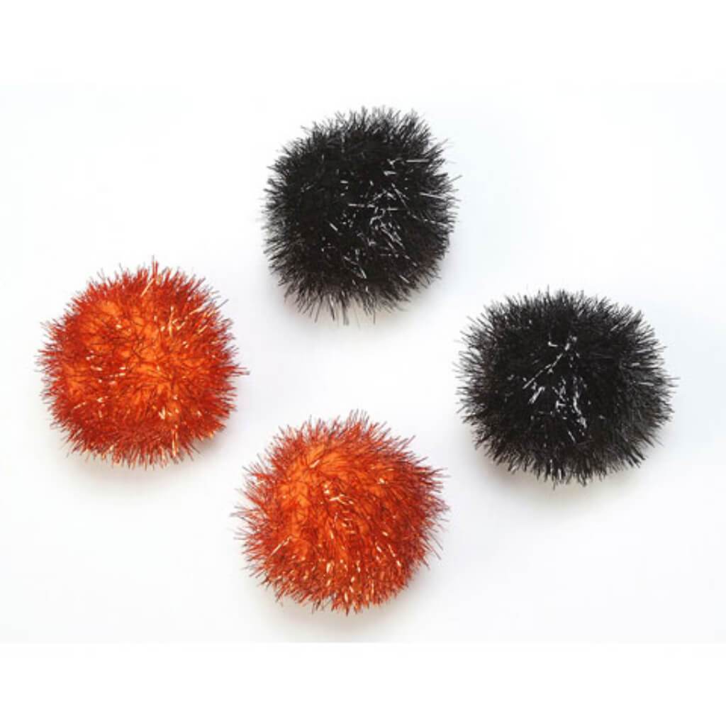 POMPOMS BIG TINSEL ASSORTED 4PCS 9CM HALL 