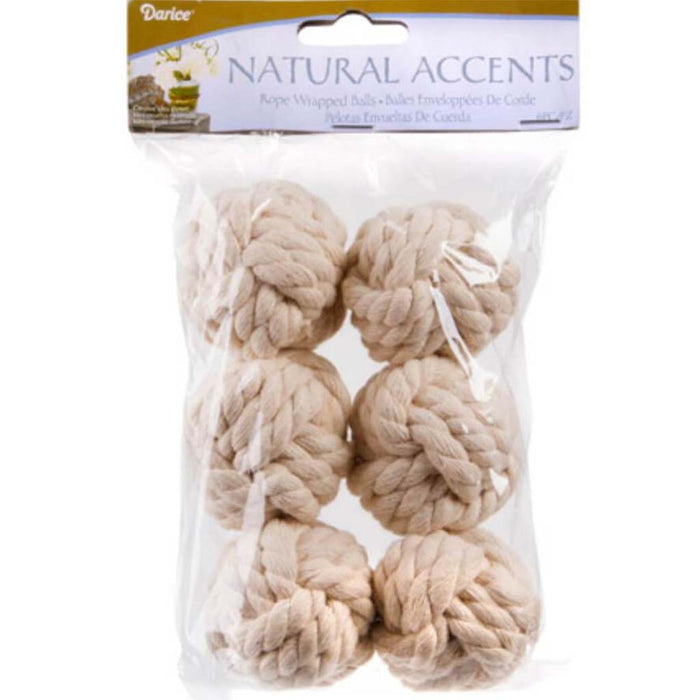 ORNAMENT ROPE WRAPPED BALLS 6PCS WHITE 