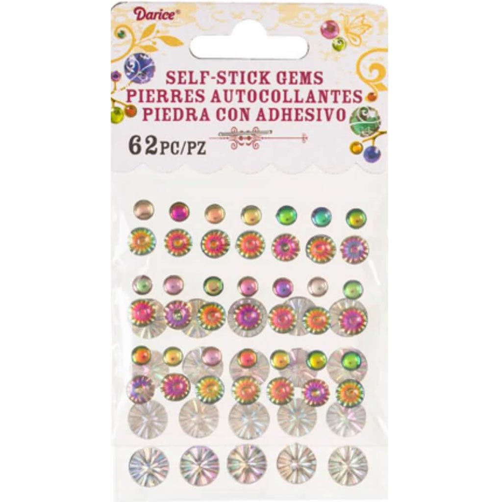 Stick On Rhinestones Round AB Holographic 62 pieces 