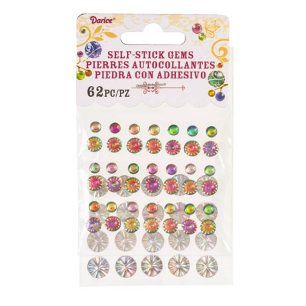 Stick On Rhinestones Round AB Holographic 62 pieces