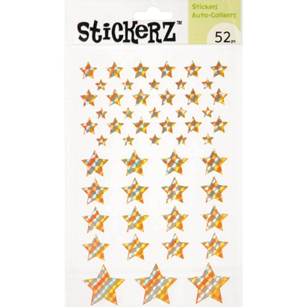 Holographic Gold Star Stickers 52pcs 