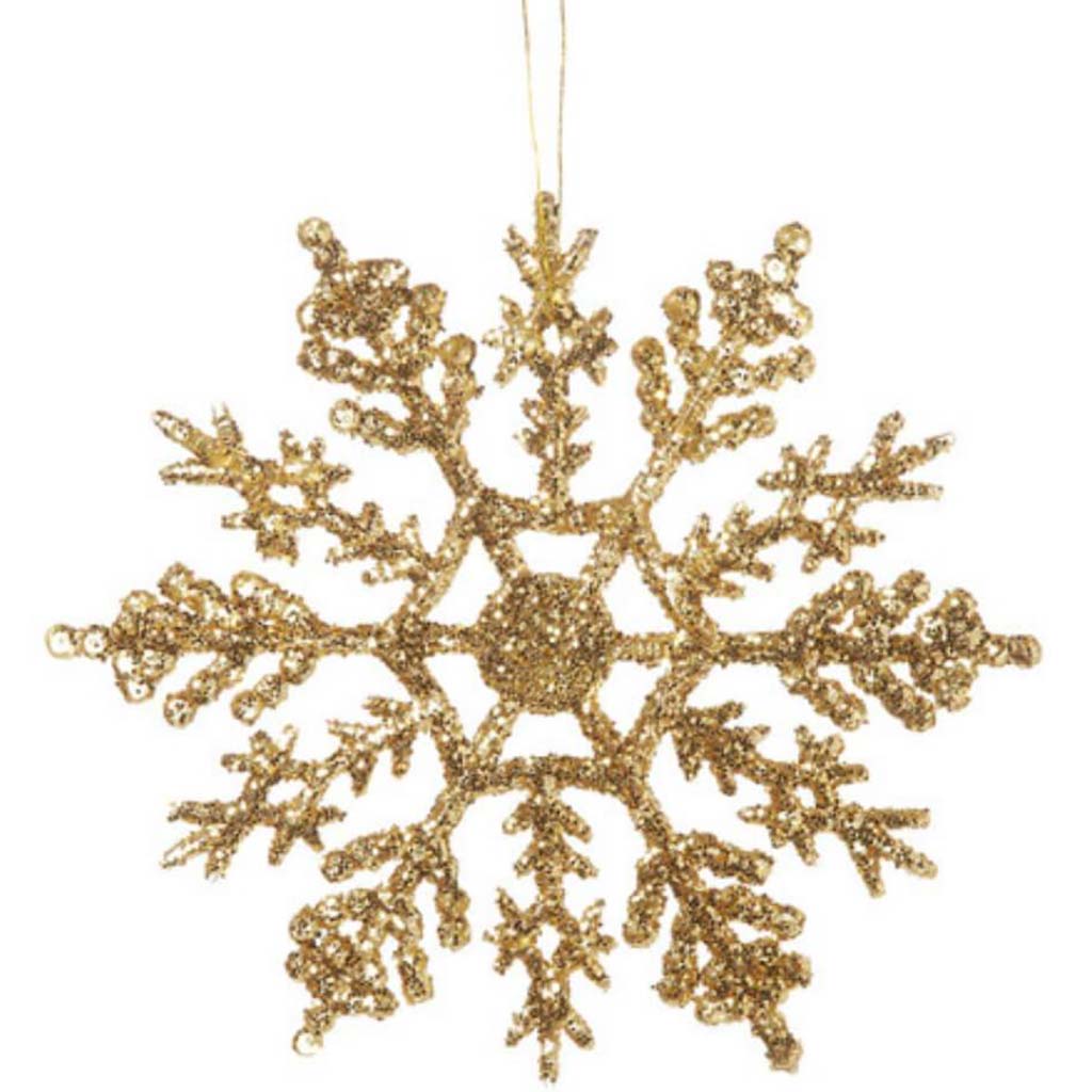 Snowflake Glittered Gold 4 inches 10pcs 