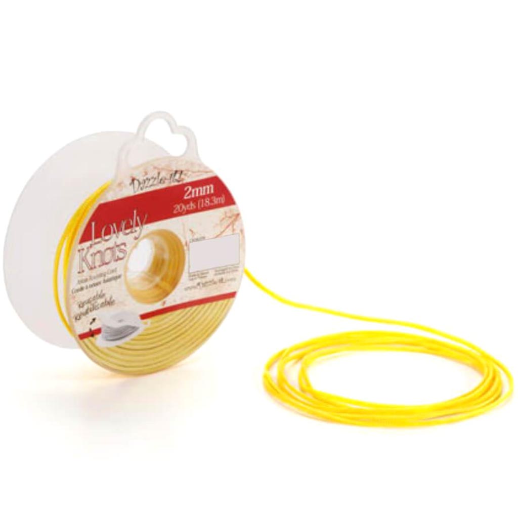 CORD SATIN RATTAIL W/ BOBBIN 2MM 20YD YELLOW 