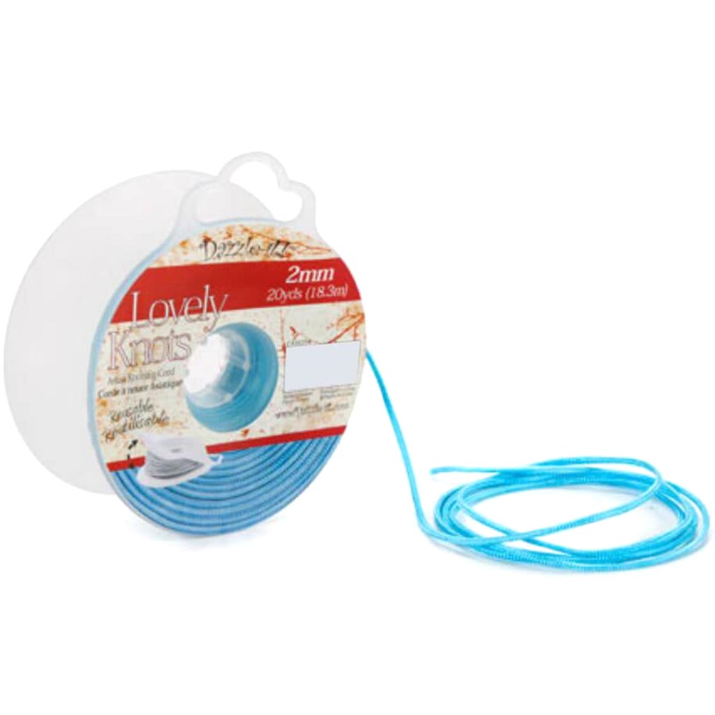 CORD SATIN RATTAIL W/ BOBBIN 2MM 20YD AQUA BLU 