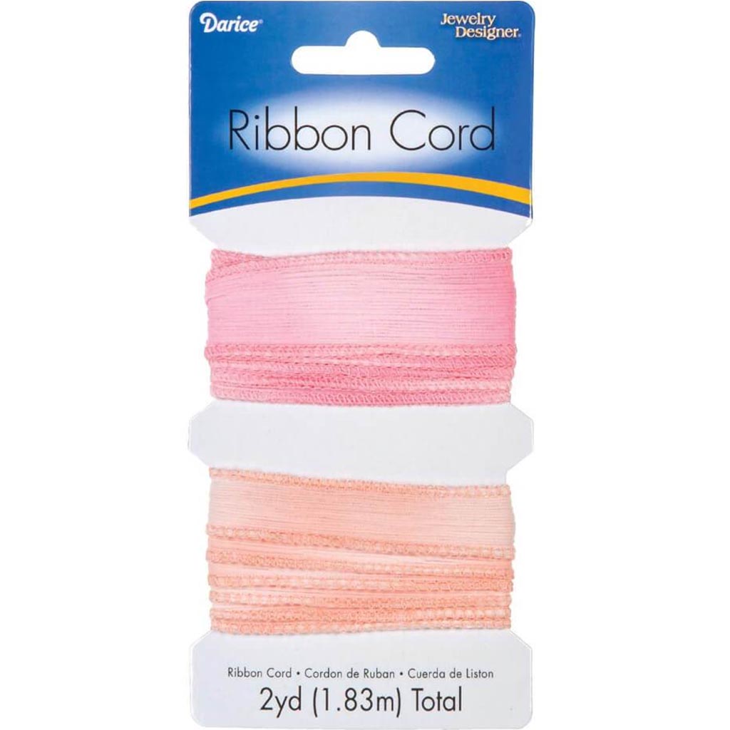 RIBBON CORD CORAL &amp; PINK 2YD 