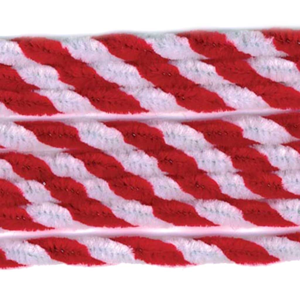 Twist Chenille Stems Red &amp; White 8mm x 12in 12 pieces 