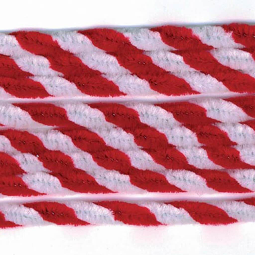 Twist Chenille Stems Red &amp; White 8mm x 12in 12 pieces