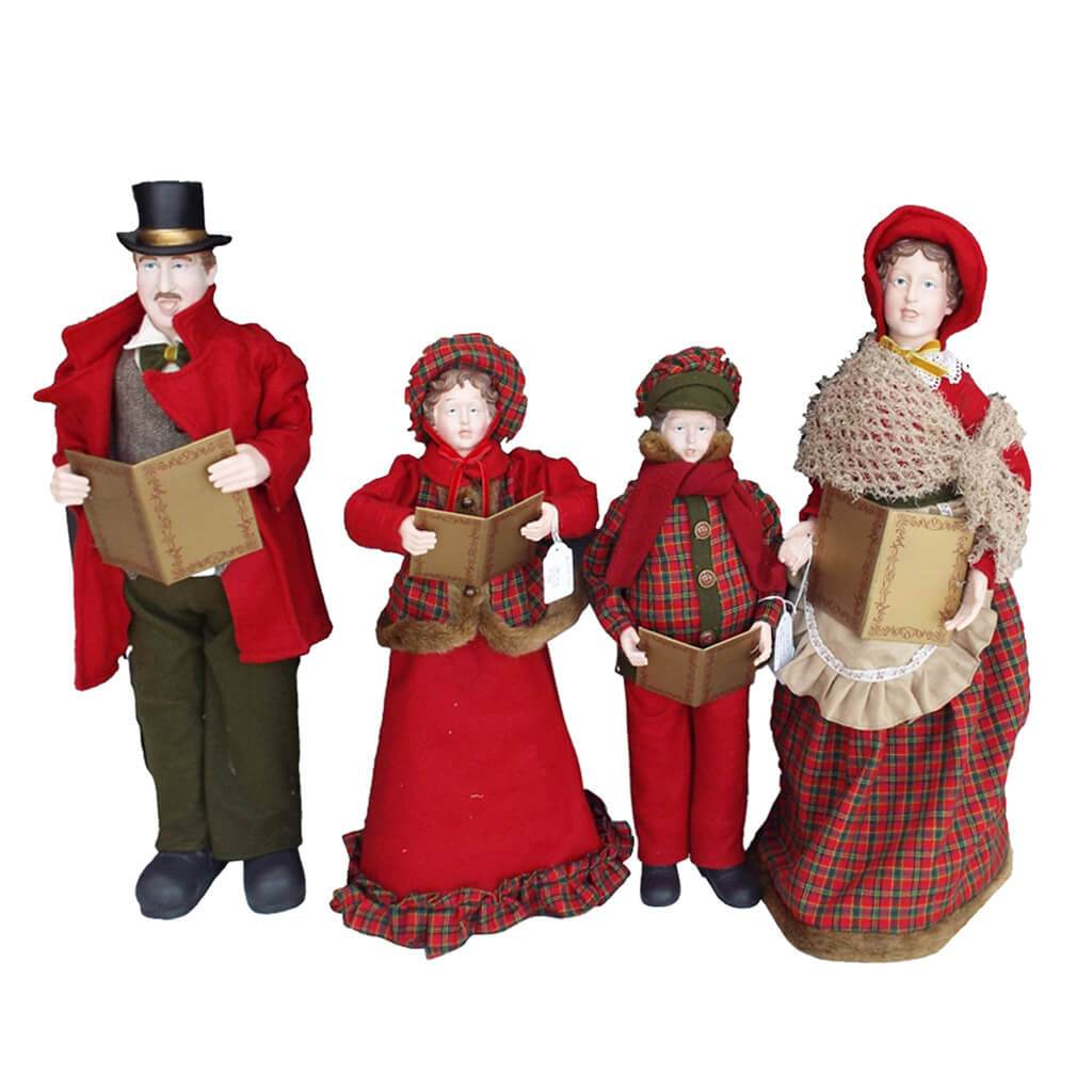 FIGURINE FABRIC CAROLER FAMILY SET OF 4 