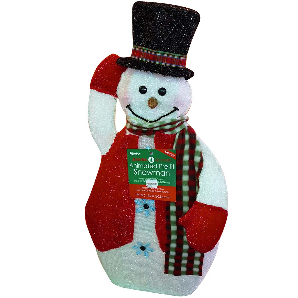 Animated Prelit Snowman Tipping Hat