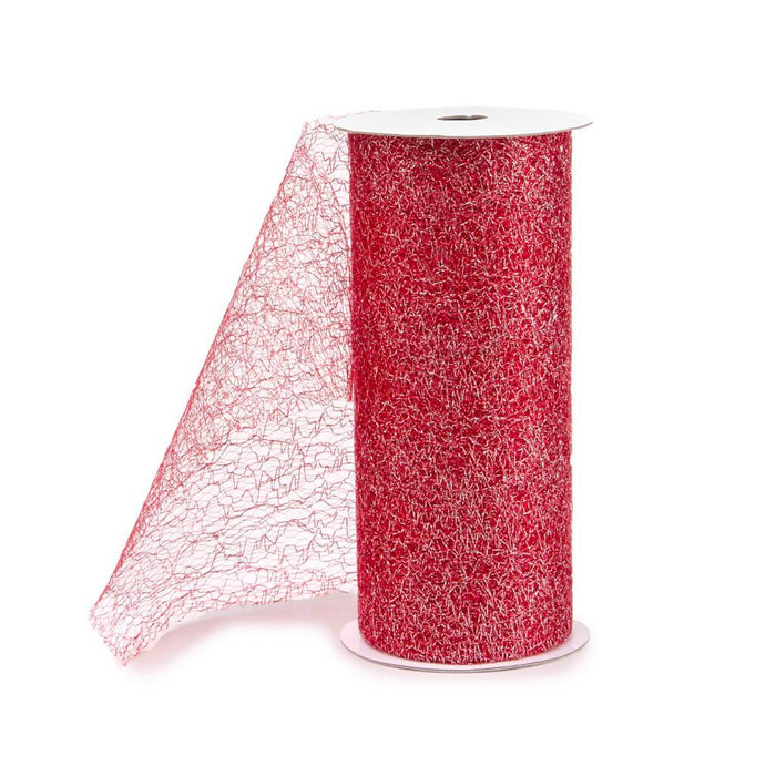 Mesh Metallic 6in x 8yd Red Silver 
