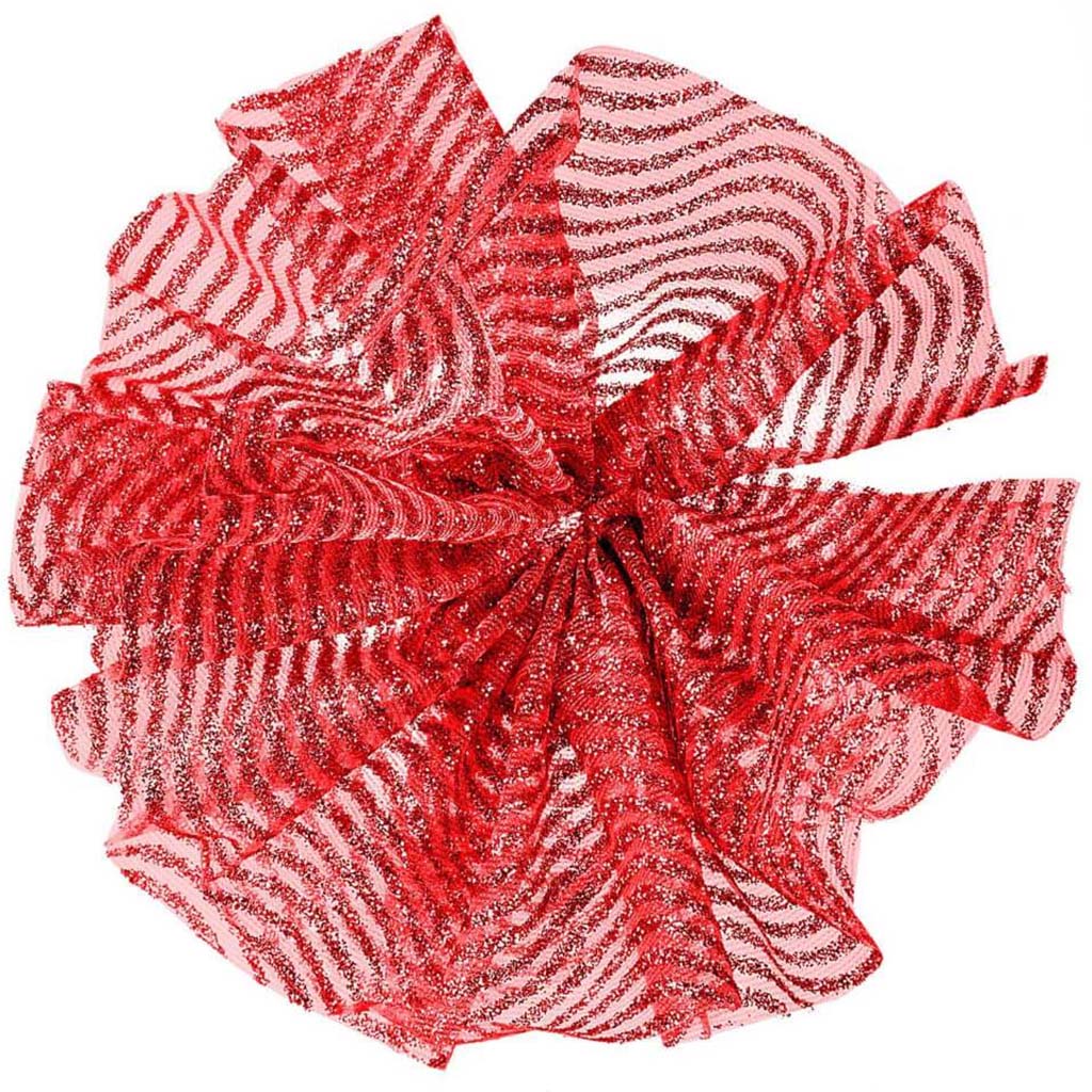 RIBBON GLITTER WAVE 6INX 8YD RED 