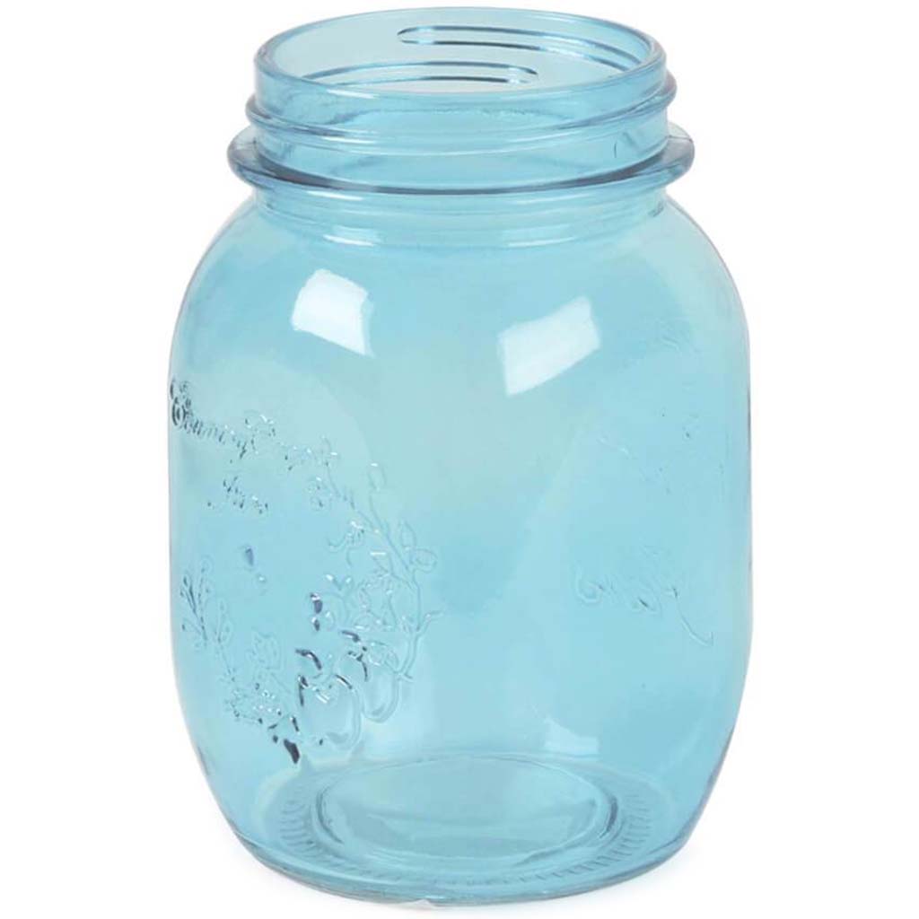 JAR MASON GLASS 16OZ BLUE 