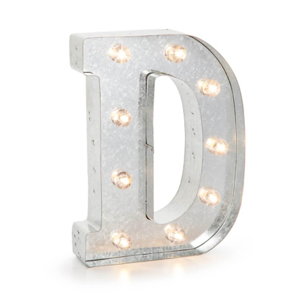 Marquee Letters D Galvanized Silver 