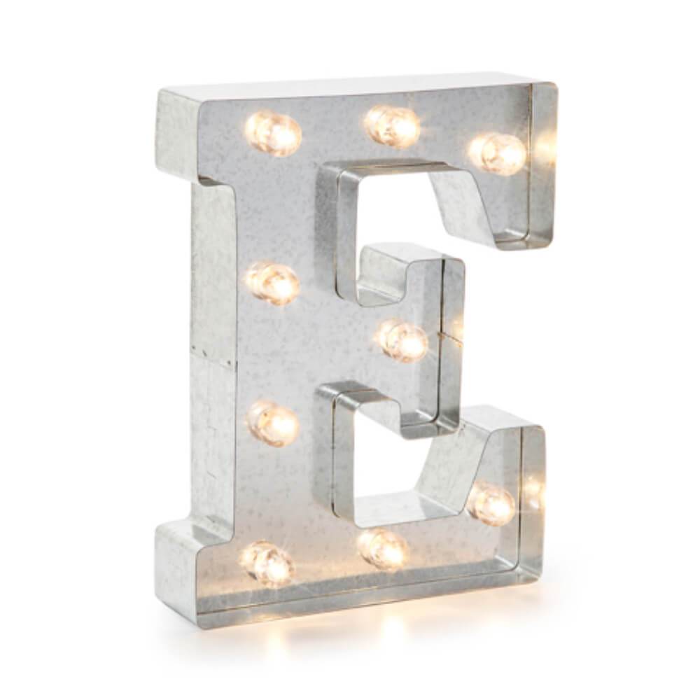 Marquee Letters E Galvanized Silver 