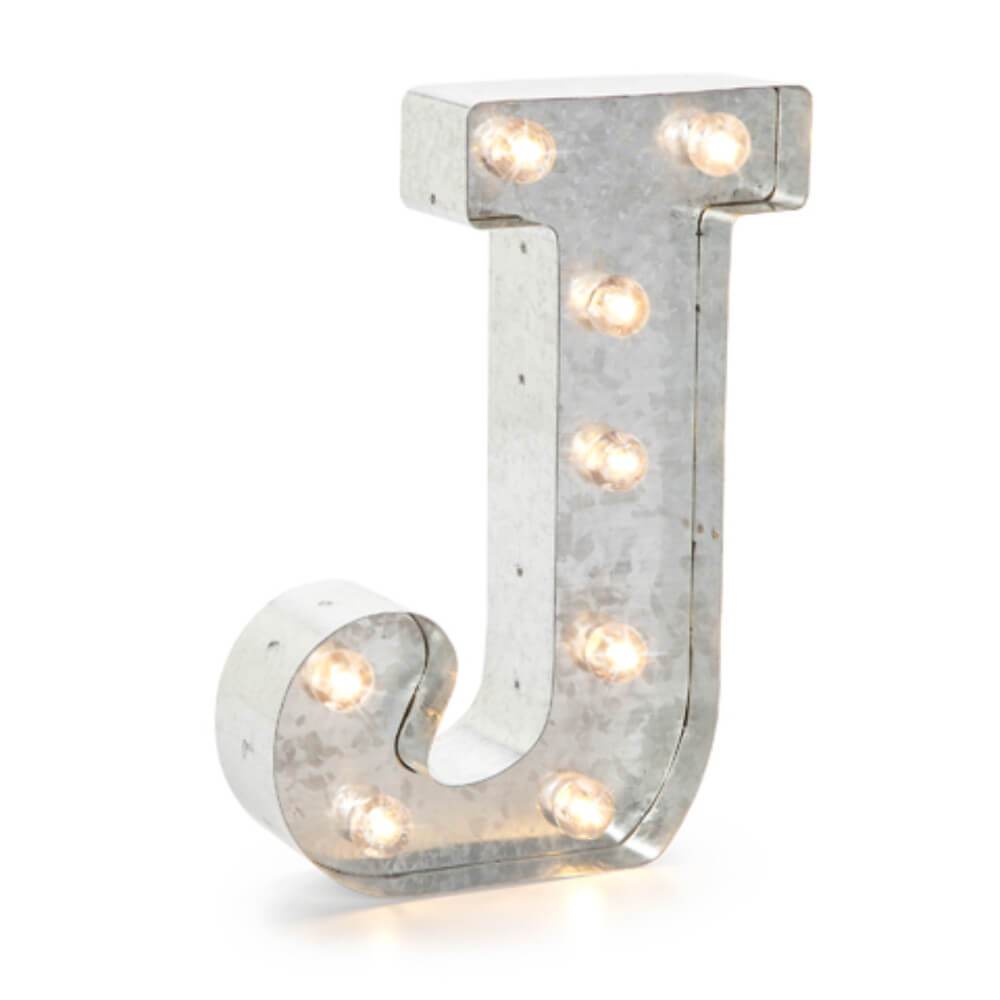 Marquee Letters J Galvanized Silver 