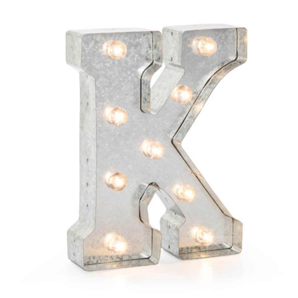 Marquee Letters K Galvanized Silver 