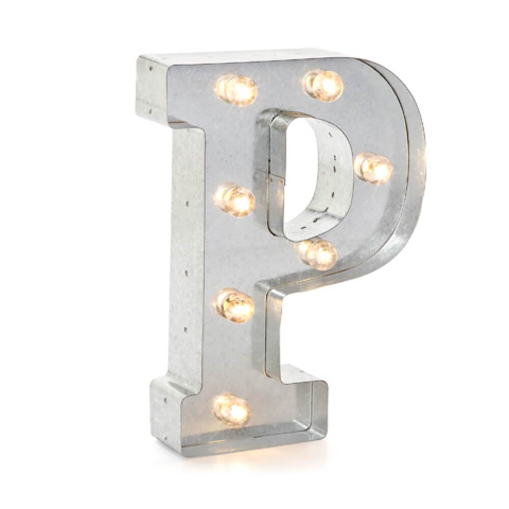 Marquee Letters P Galvanized Silver 