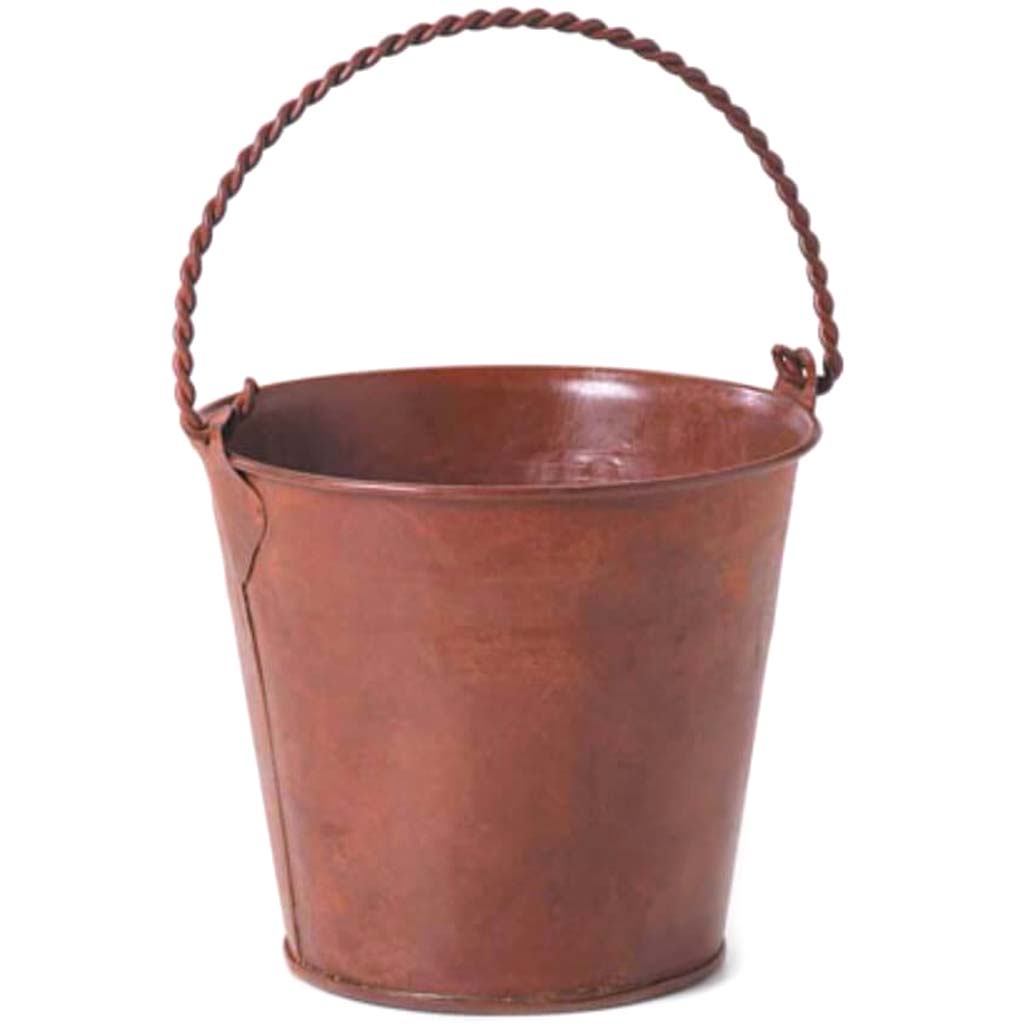 TIN PAIL WITH HANDLE ROUND RUSTIC 5.75IN 