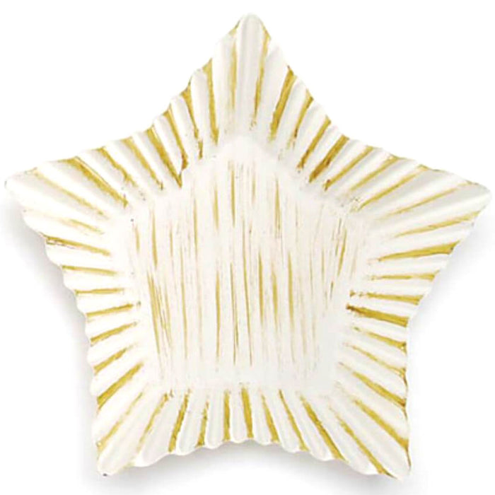 Star Shape Rusted Tin Candle Tray Antique White 5 inches 