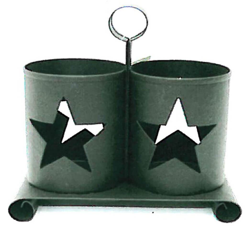 Star Salt and Pepper Holder Rusted Tin