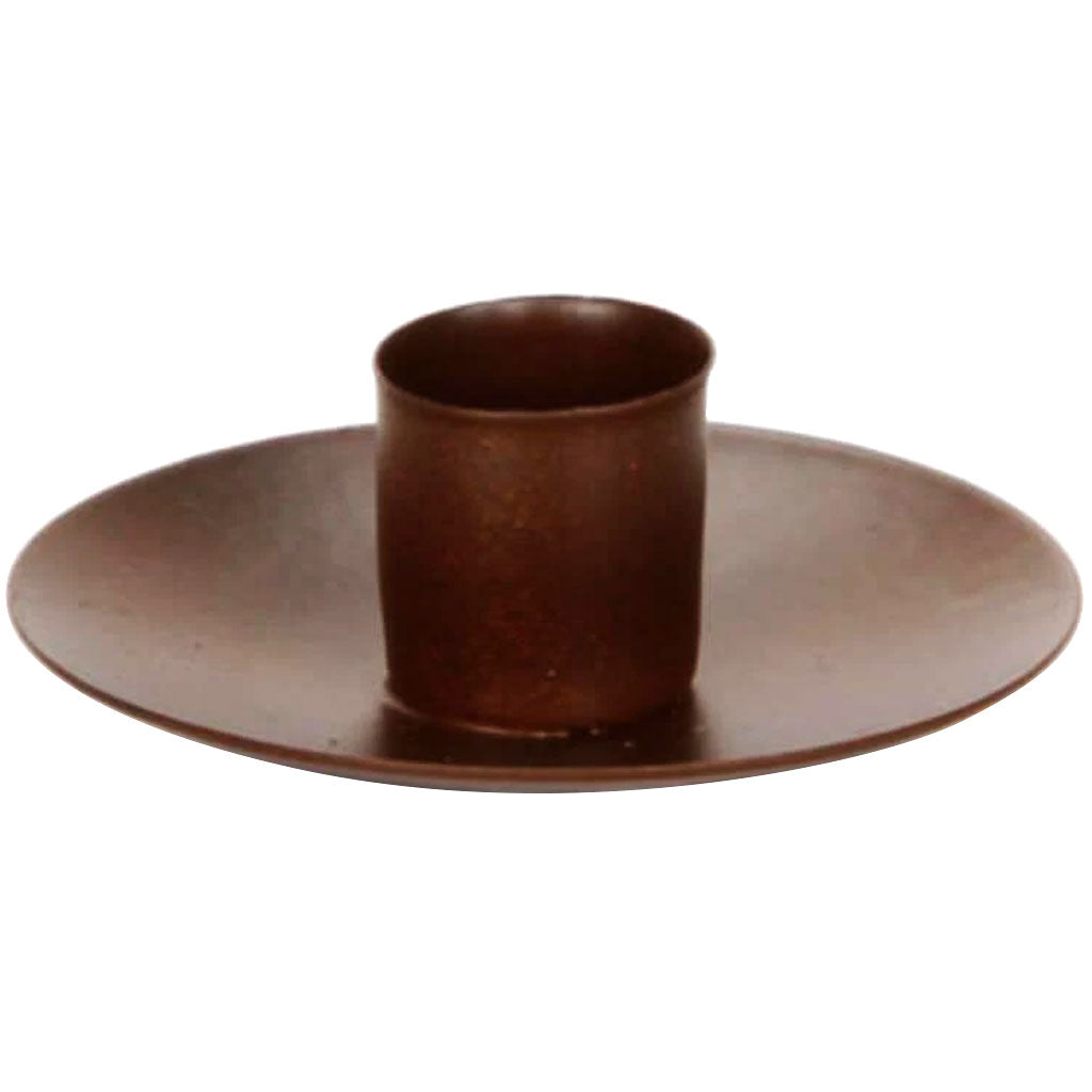 Taper Candle Holder Metal Brown Round Base 