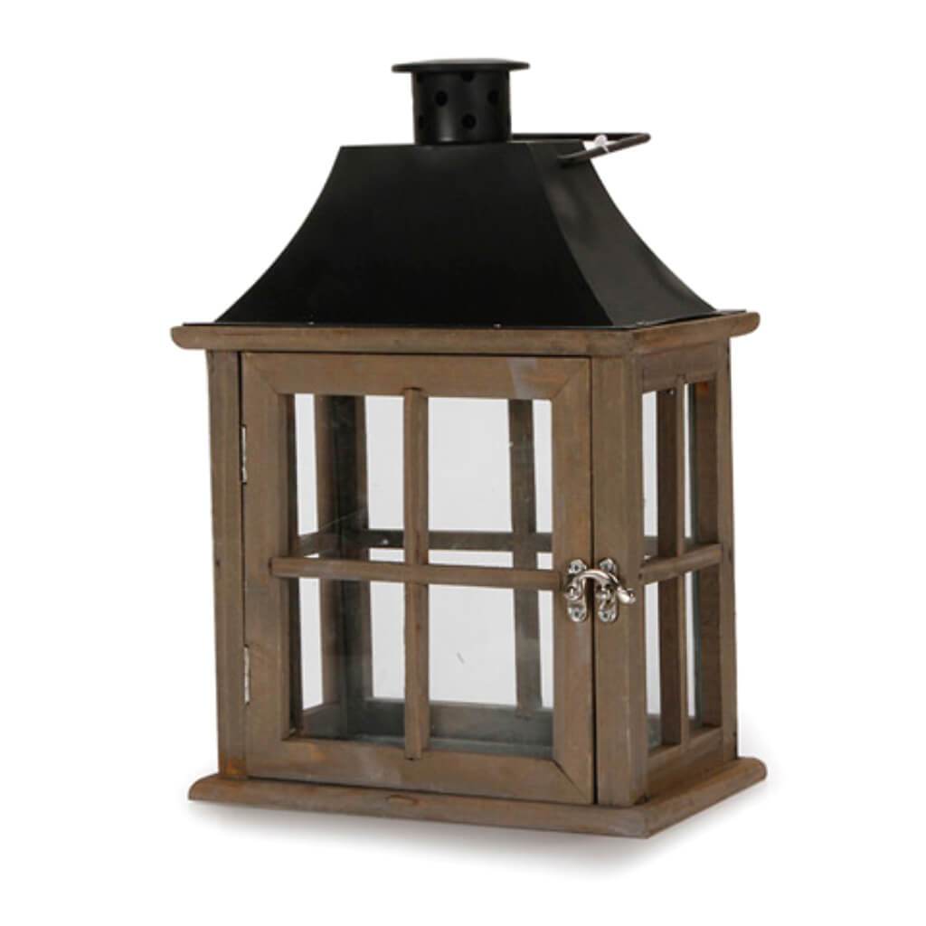 Lantern Wooden Stain 8.75 x 5.1 x 13.8 Brown