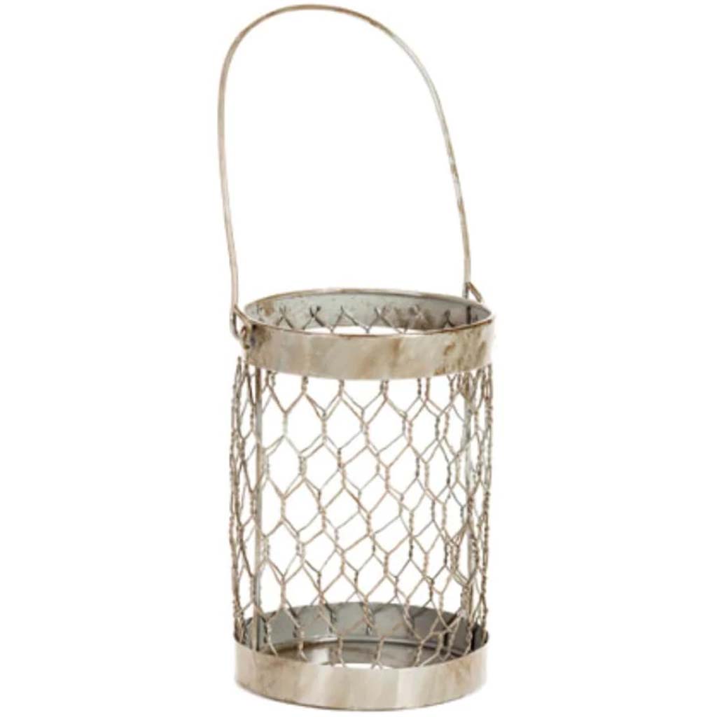 HOME D?COR CHICKEN WIRE JAR HOLDER 3.5X5.75 ANT GRN 