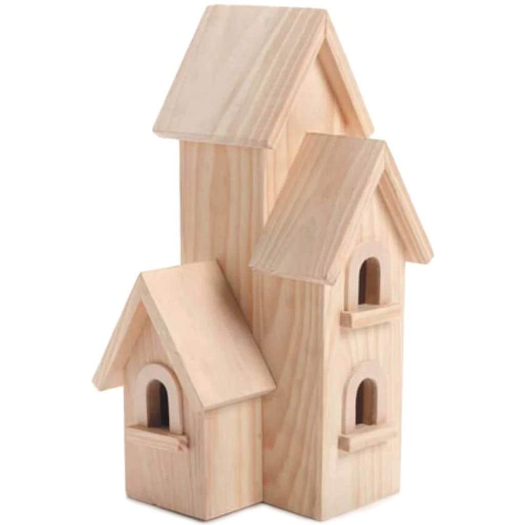 Wood Birdhouse Natural Manhattan 12 inches 