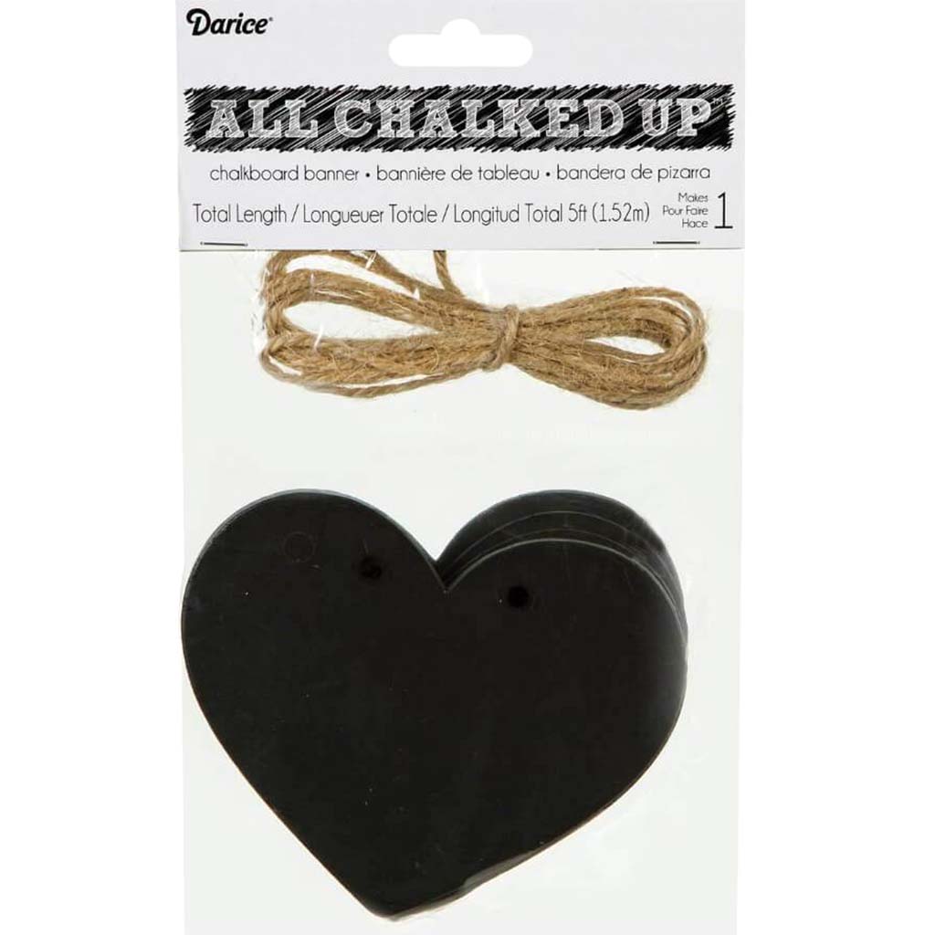 CHALKBOARD WOOD BANNER HEART 