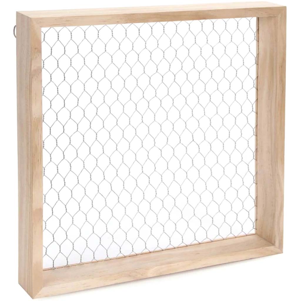 Chicken Wire Shadowbox - Unfinished - Wood - 12 x 12 x 1.125 inches 