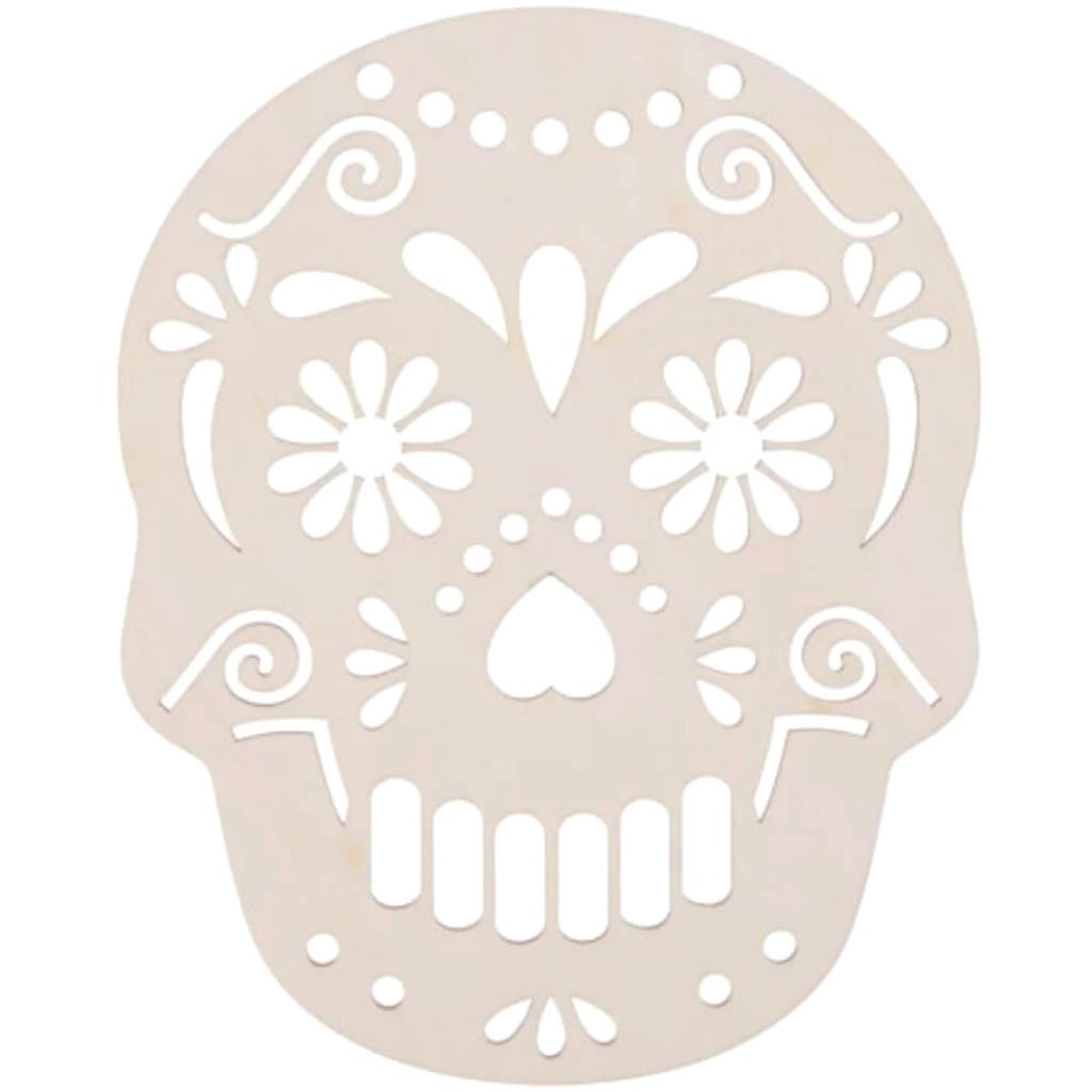 Laser Cut Wood Sugar Skull 
