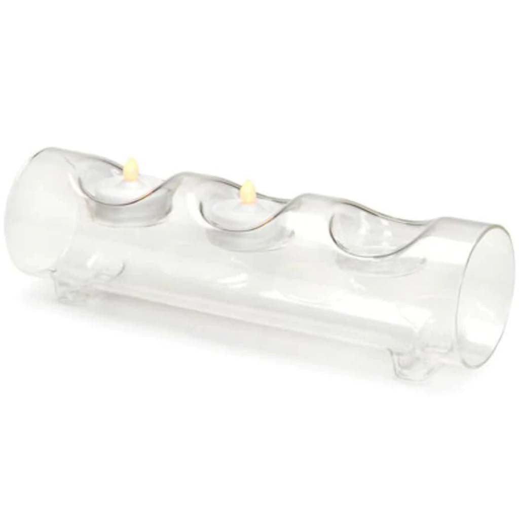 CANDLE HOLDER GLASS 3PCS 9.5X2.5 CLEAR 