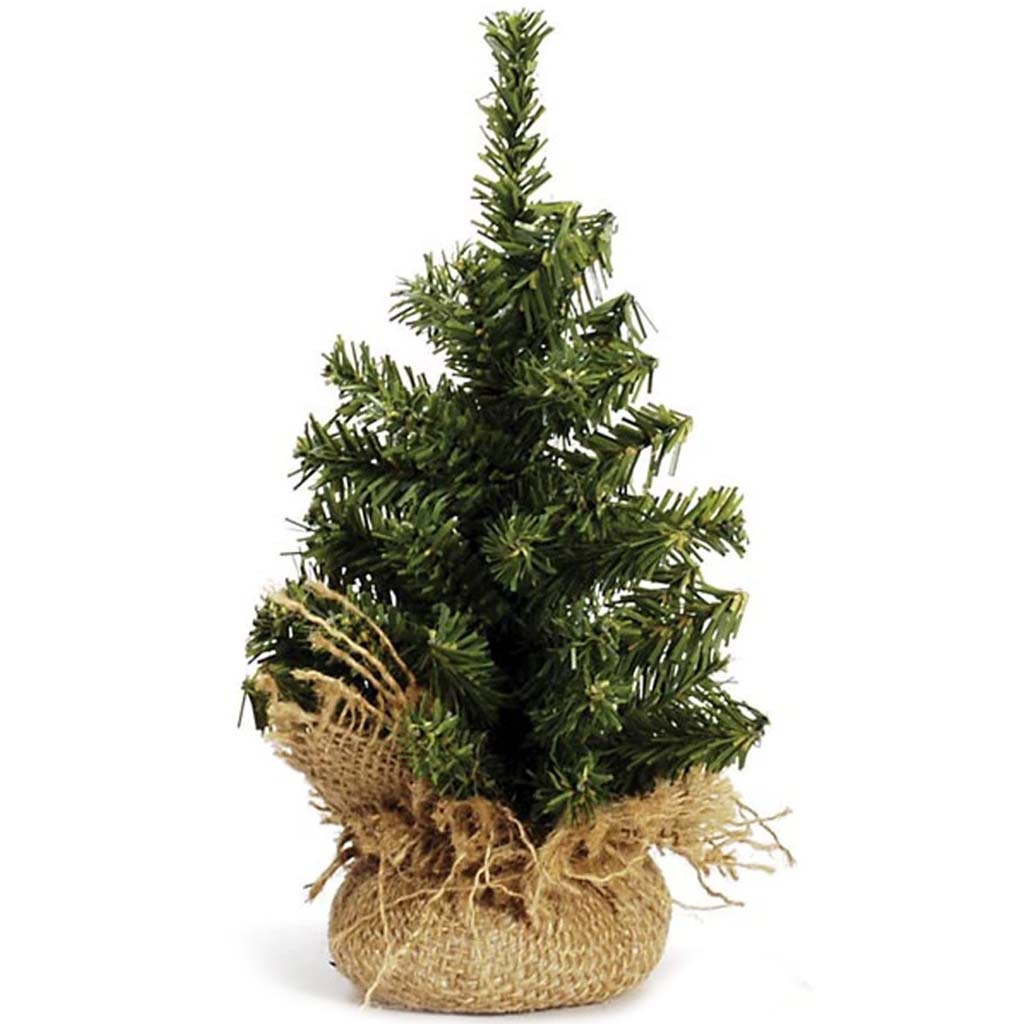 Canadian Pine Tree with Wood Look Base 49 Tips 8 inches 