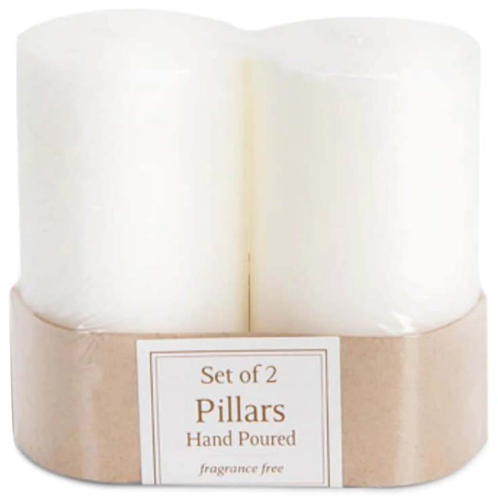 CANDLE UNSCENTED PILLARS 2 PK 2X4 WHITE 