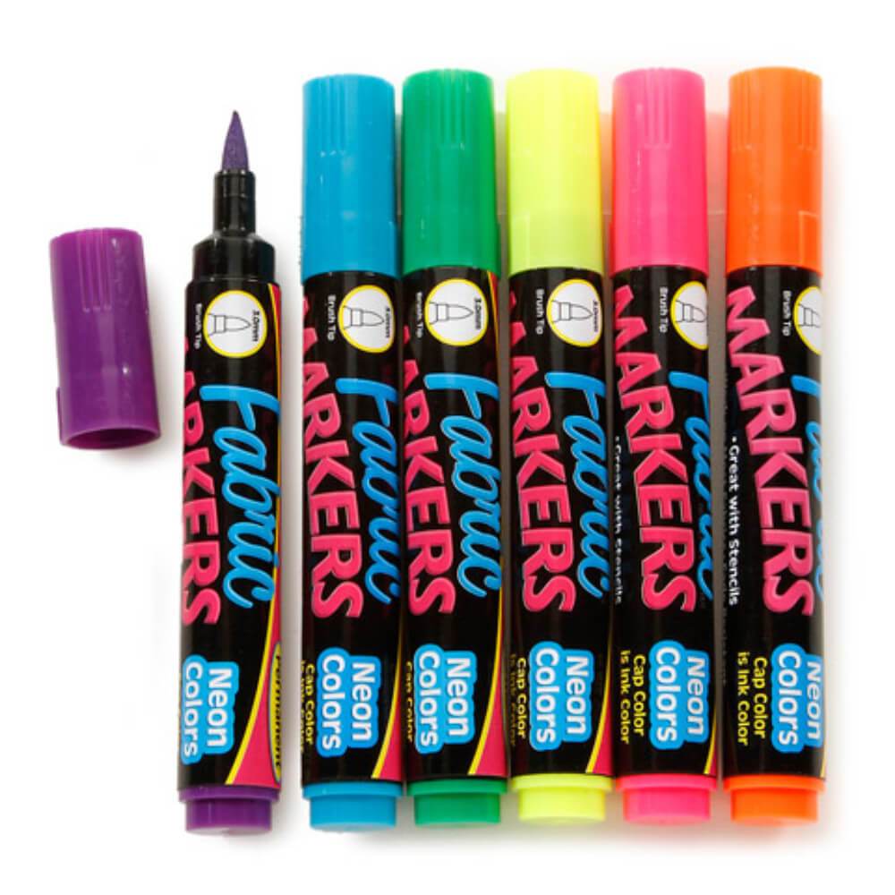 Permanent Fabric Markers Neon Colors 