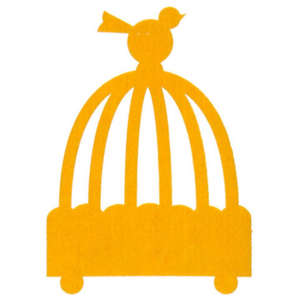 FELT DIE CUT BASE BIRD CAGE GOLDEN ROD 