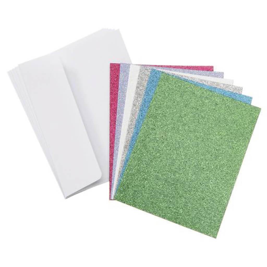 CARD &amp; ENVELOPE GLITTER 36PK A2 BRIGHTS 