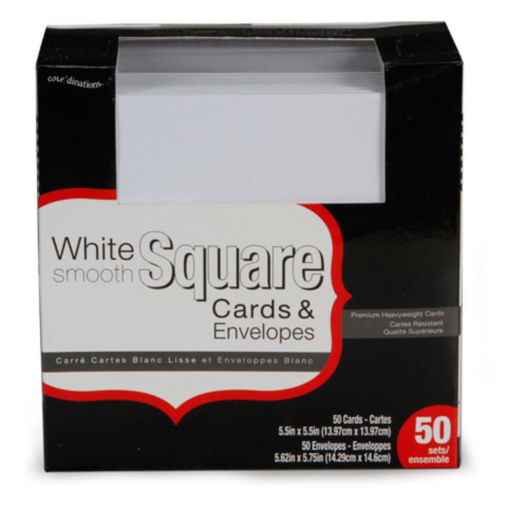 Core&#39;dinations Cards and Envelopes White 5.5 x 5.5 inches 50 sets 