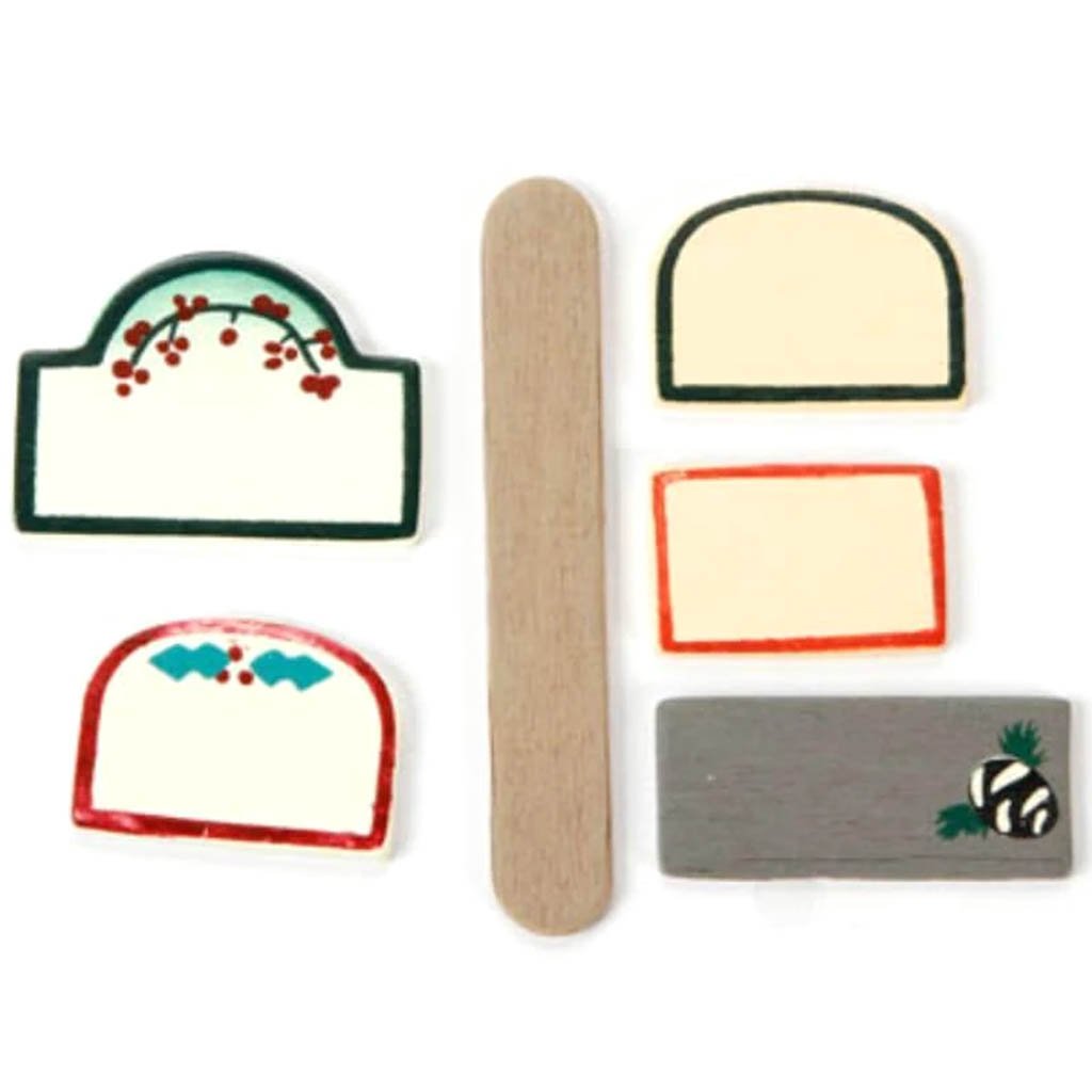 Miniature Mini Wood Holiday Christmas Signs 6Pcs 