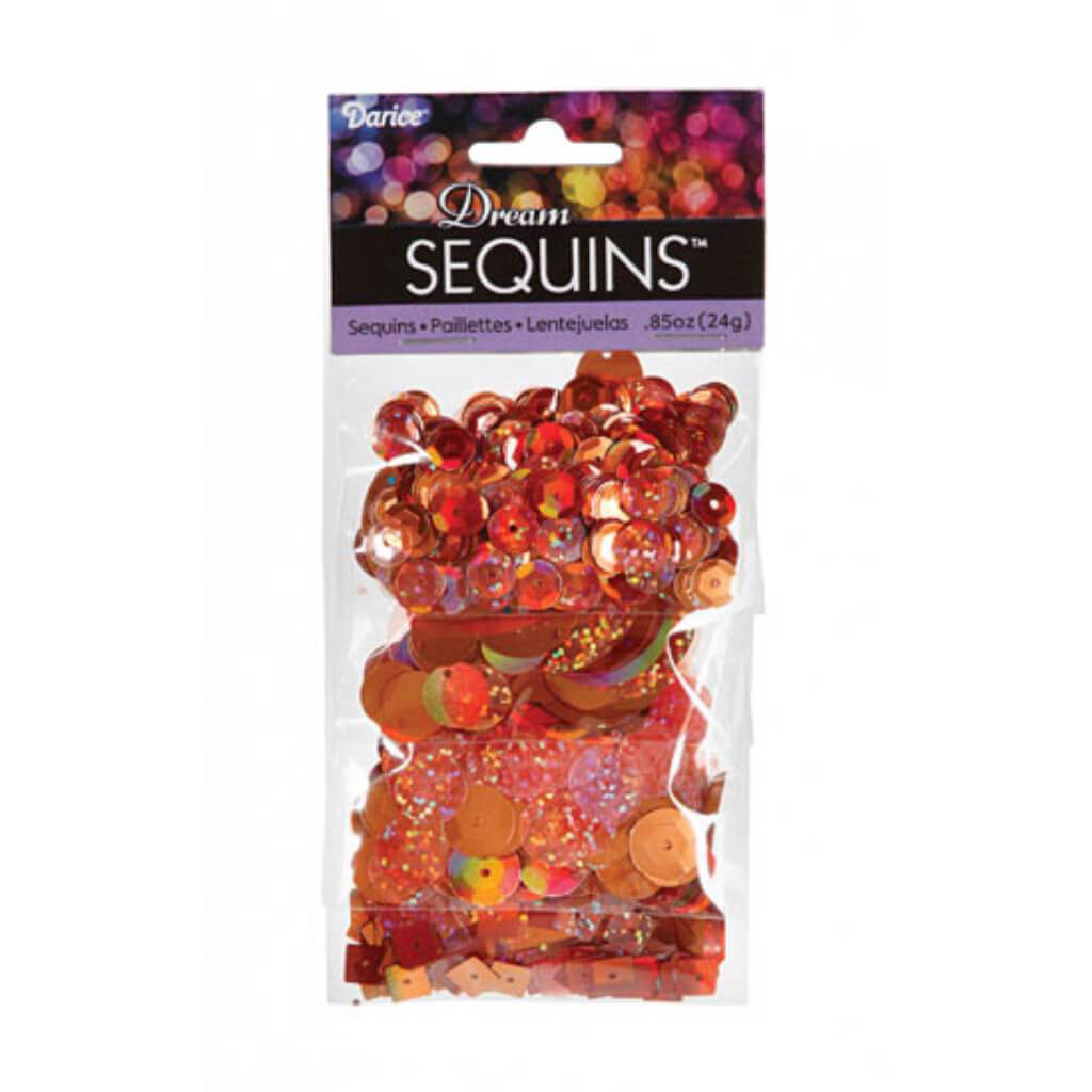 SEQUINS BRIGHT FLAKE 4 PACK ORANGE 