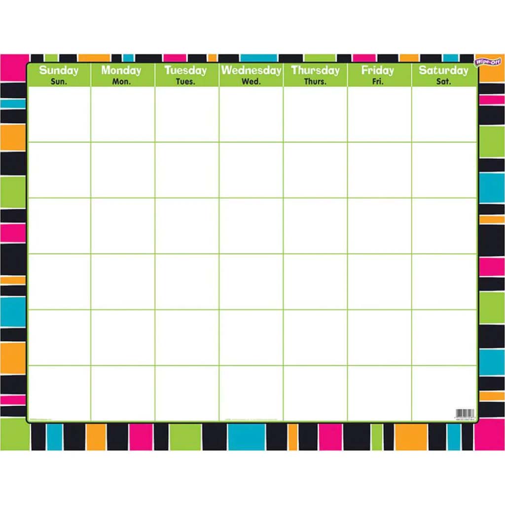 Stripe-Tacular Groovy Wipe Off Calendar Monthly 