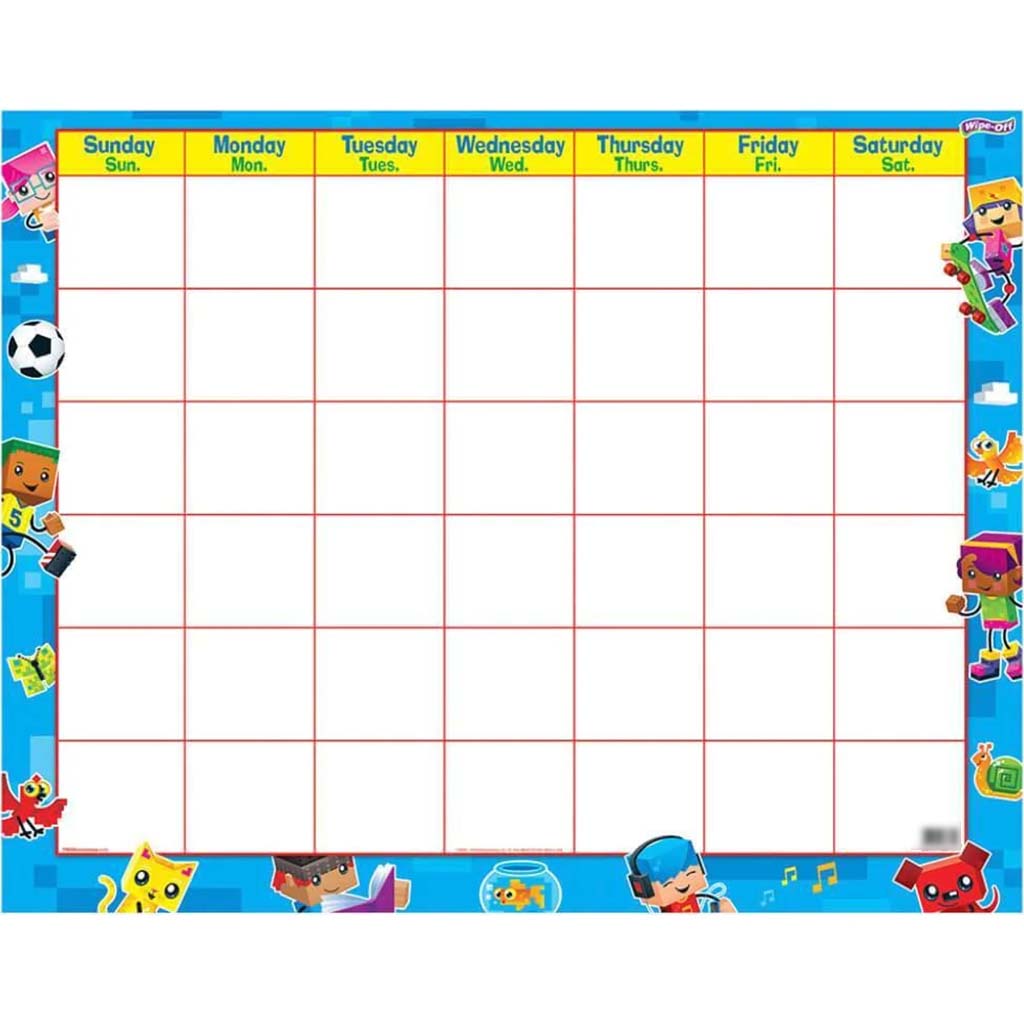 Blockstars! Wipe Off Calendar Monthly 