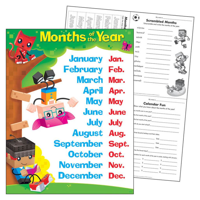 Months Of The Year Block Star Learning Chart 