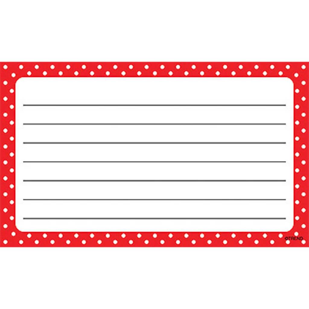 Polka Dots Red Lined Terrific Index Cards 