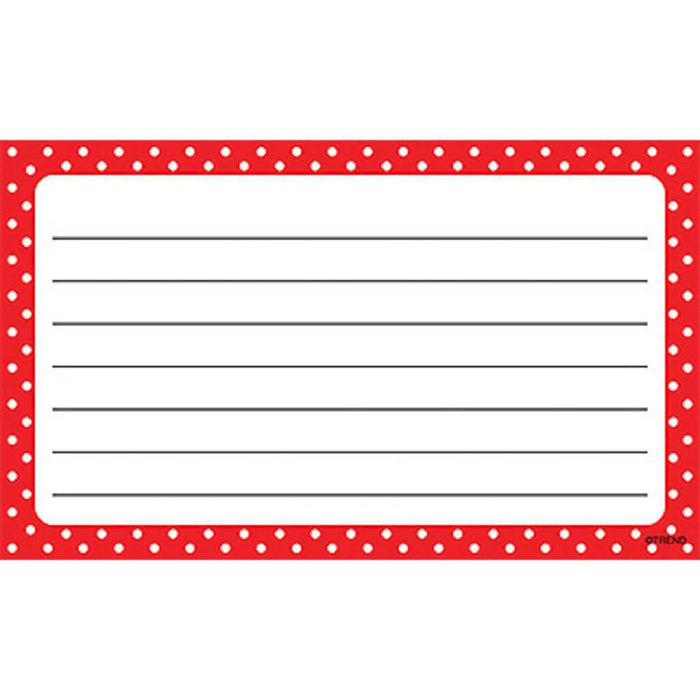 Polka Dots Red Lined Terrific Index Cards 